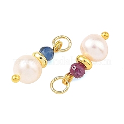 9Pcs 9 Styless Faceted Natural Mixed Stone and Pearl Beaded Pendants&nbsp;PALLOY-JF06015