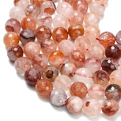 Grade A Natural Red Hematoid Quartz/Ferruginous Quartz Beads Strands&nbsp;G-L642-F03-10mm