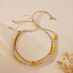 Summer Adjustable Glass Rectangle Tile Beaded Slider Bracelet Sets&nbsp;JD2335-1