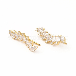 Brass Micro Pave Cubic Zirconia Stud Crawler Earrings&nbsp;EJEW-H091-11G