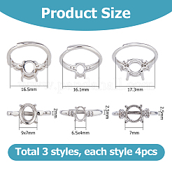 12pcs 4 Style Brass Adjustable Ring Settings&nbsp;FIND-HS0001-77