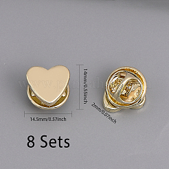 8 Sets Brass Heart Lapel Pin Brooch&nbsp;JEWB-CA0001-34