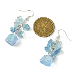 Natural Rose Quartz Chip & Natural Quartz Dangle Earrings for Women&nbsp;EJEW-TA00560-02