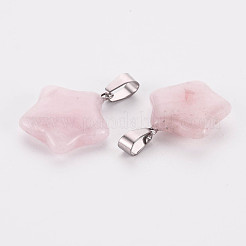 Star Natural Rose Quartz Pendants&nbsp;G-Q367-12