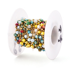 Handmade Glass Round Link Chains&nbsp;CHS-T006-30G
