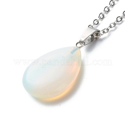 Teardrop Natural Mixed Stone Pendant Necklaces&nbsp;NJEW-JN03631