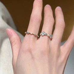 Alloy Enamel with Rhinestone Cuff Open Rings for Women&nbsp;FS-WGC14BE-01