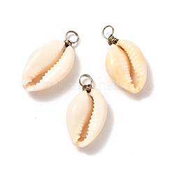 Natural Cowrie Shell Pendants&nbsp;PALLOY-JF00940-02