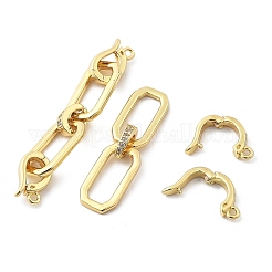 Brass Micro Pave Clear Cubic Zirconia Fold Over Clasps&nbsp;KK-Z080-08G