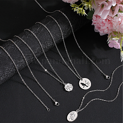 30Pcs 304 Stainless Steel Flat Cable Chain Necklaces Set&nbsp;STAS-BBC0005-02