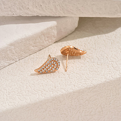 Brass Pave Clear Cubic Zirconia Wing Stud Earrings&nbsp;OI9849