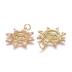 Brass Micro Pave Clear & Purple Cubic Zirconia Pendants&nbsp;ZIRC-Z001-05G