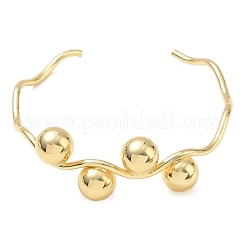 Wave Brass Cuff Bangles&nbsp;BJEW-C157-04G