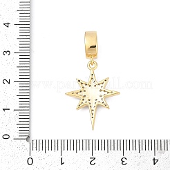 Brass Micro Pave Clear Cubic Zirconia Star European Dangle Charms&nbsp;KK-U058-37G