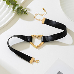 Heart Alloy Link Imitation Leather Choker Necklaces for Women&nbsp;FS-WGE663A-01