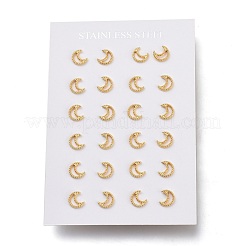 304 Stainless Steel Crescent Moon Stud Earrings&nbsp;EJEW-H100-06A-G