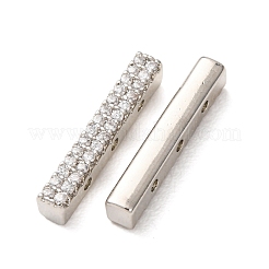 Brass Micro Pave Clear Cubic Zirconia Rectangle Spacer Bars&nbsp;CU-H003-02P