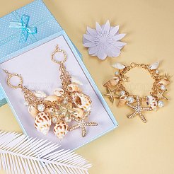 Trendy Shell Charm Bracelets & Bib Necklaces Sets&nbsp;SJEW-PH0001-01