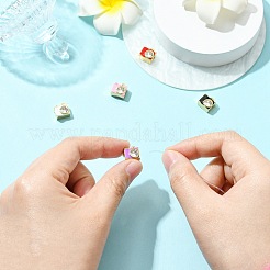 5Pcs 5 Colors Brass Pave Clear Cubic Zirconia Beads&nbsp;KK-CJ0002-80