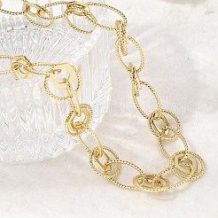 Brass Textured Rind Link Chain Necklaces&nbsp;NJEW-L013-06G