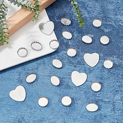 120Pcs 3 Styles 316 Stainless Steel Cabochon Tray Settings&nbsp;STAS-UN0034-35