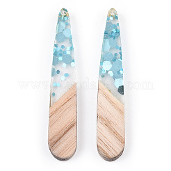 Transparent Resin & White Wood Pendants&nbsp;RESI-TAC0021-80