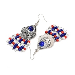 Alloy Glass Seed Beads Teardrop Chandelier Earrings&nbsp;EJEW-JE06509-02
