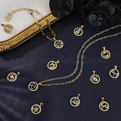 12Pcs 12 Styles Brass Micro Pave Cubic Zirconia Pendants&nbsp;KK-BM0001-01
