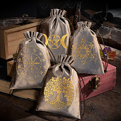 Rectangle Gold Stamping Velvet Tarot Storage Drawstring Bags for Divination&nbsp;ABAG-WH20001-25D