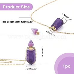 Natural Amethyst Pointed Hexagon Perfume Bottles Pendant Necklace&nbsp;NJEW-CA0001-07A