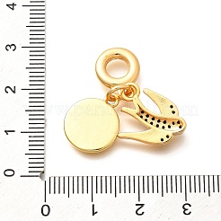 Brass Cubic Zirconia Flat Round & Swallow European Dangle Charms&nbsp;KK-U048-19G