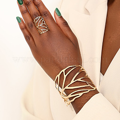 Hollow Out Leaf Alloy Cuff Bangles & Cuff Rings Sets&nbsp;FS-WG00ED8-01