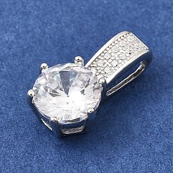 925 Sterling Silver Pave Clear Cubic Zirconia Flat Round Charms&nbsp;STER-A048-12S