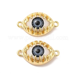 Evil Eye Resin Brass Connector Charms&nbsp;RESI-E026-01G-M