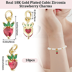 10Pcs Brass Micro Pave Cubic Zirconia Charms&nbsp;KK-BBC0010-31