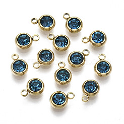 PVD Vacuum Plating 201 Stainless Steel Rhinestone Charms&nbsp;STAS-S068-09G