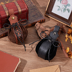 2Pcs 2 Colors Half Round PU Leather Viking Wallets&nbsp;AJEW-CL0003-65