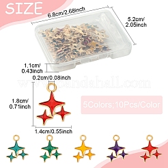 50Pcs 5 Colors Alloy Enamel Pendants&nbsp;ENAM-FS0002-30