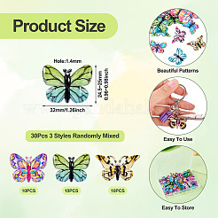 30Pcs 3 Styles Printed Translucent Acrylic  Pendants&nbsp;OACR-TA0003-32