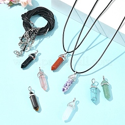 DIY Natural & Synthetic Gemstone & Waxed Cord Necklace Making Kits&nbsp;DIY-FS0008-04B
