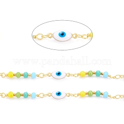 Handmade Brass Enamel Link Chain&nbsp;CHC-D031-09G