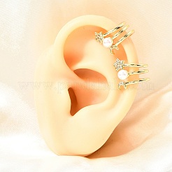 Brass Micro Pave Clear Cubic Zirconia Cuff Earrings&nbsp;EJEW-C186-10G