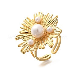 304 Stainless Steel Flower Open Cuff Rings for Women&nbsp;STAS-Z108-04G