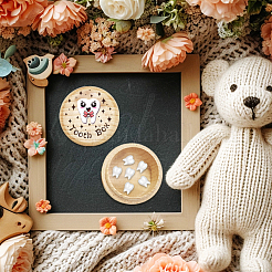 Round Beech Wooden 3D Engraved My First Tooth Box&nbsp;CON-WH0120-004