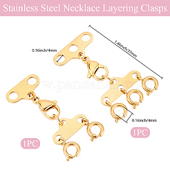 2Pcs 2 Styles Stainless Steel Necklace Layering Clasps&nbsp;FIND-BBC0005-10G