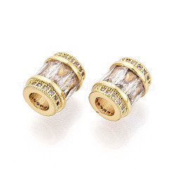 Brass Micro Pave Cubic Zirconia Beads&nbsp;KK-P237-02G