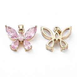 Brass and K9 Glass Pendants&nbsp;KK-Z031-20KCG