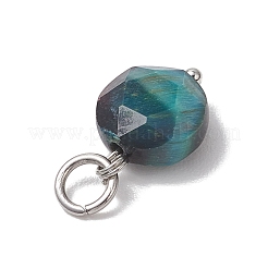 Dyed Natural Tiger Eye Faceted Hexagonal Cut Pendants&nbsp;PALLOY-JF04800-01