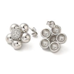 Flower Rack Plating Brass Micro Pave Cubic Zirconia Stud Earrings for Women&nbsp;EJEW-O001-06P