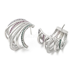 Colorful Rhinestone Claw Stud Earrings&nbsp;EJEW-D059-05P